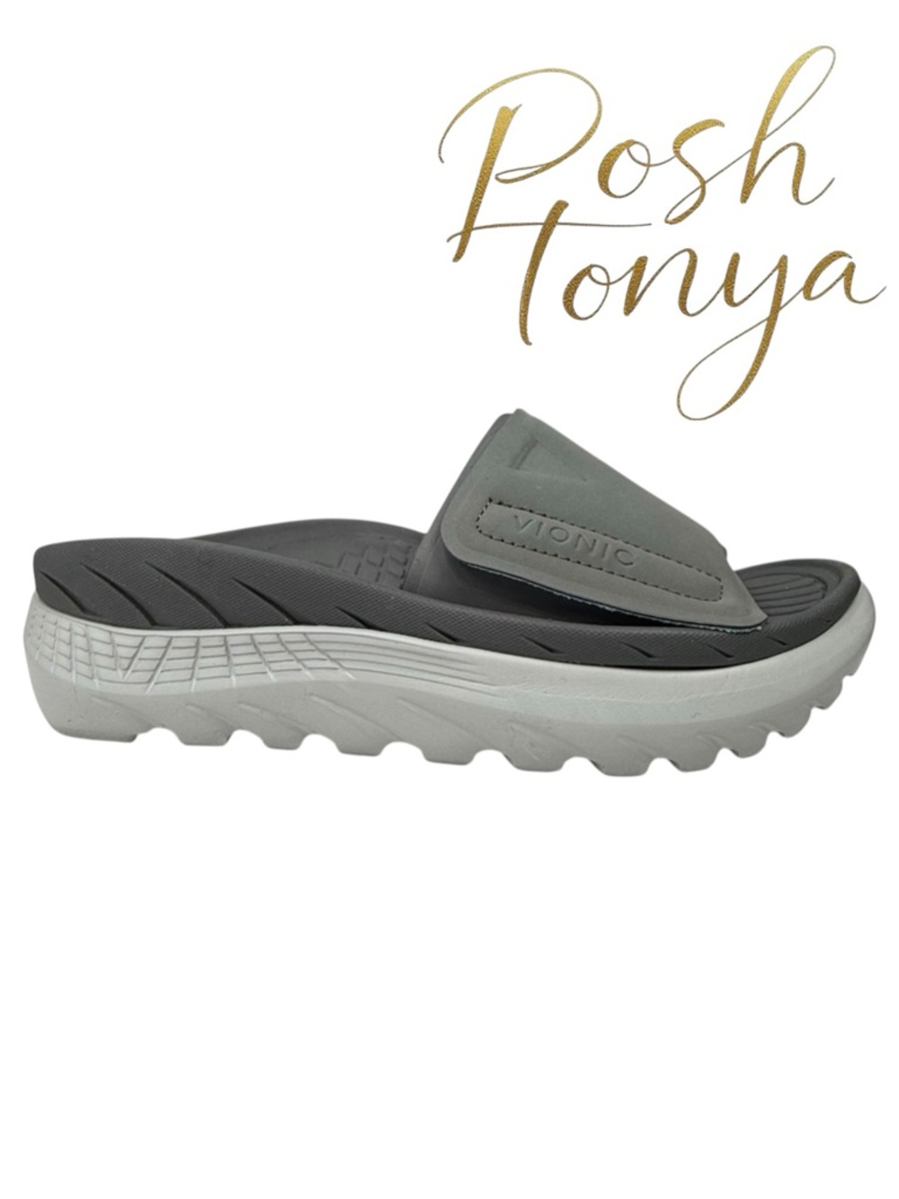 Vionic Rejuvenate Gray Recovery Comfort Sandals Size 5 Coastal Sporty Comfy